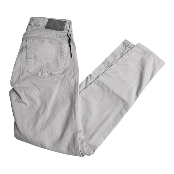 NEW Calvin Klein JEANS Women SZ 4 Light Gray Khaki Skinny Ankle Cotton Pant NWOT - Picture 1 of 10